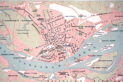 Старинный план-карта Риги с окрестностями, бумага, багет, к. 19 в., н. 20 в.