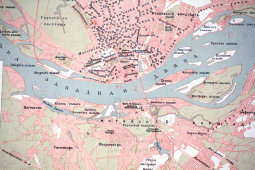 Старинный план-карта Риги с окрестностями, бумага, багет, к. 19 в., н. 20 в.