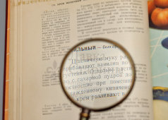 Винтажная лупа, увеличительное стекло с деревянной ручкой, латунь, Европа, сер. 20 в.