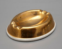 Фарфоровая пепельница под золото, фарфор ДФЗ Вербилки, СССР, 1950-60 гг.