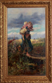 Копия с картины К. Маковского «Дети, бегущие от грозы», холст, масло, 1919 г.