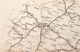 Старинная почтово-телеграфная карта Виленской губернии (Беларусь, Литва), картографич. зав. П. Ф. Петш, Санкт-Петербург, 1900-е