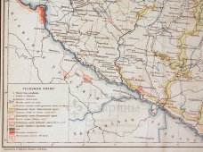 Старинная карта Полтавской губернии России, бумага, багет, к. 19 в.