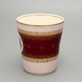 Стакан с блюдцем в цветочной росписи с позолотой, Первомайский фарфоровый завод (Песочное), 1920-е