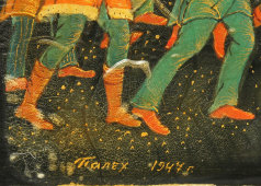 Агитационный советский портсигар «За власть Советов!», художник Мельников Г., Палех, 1947 г.