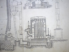 Старинная гравюра «Доменная печь»