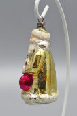 Винтажная подвесная ёлочная игрушка «Дед Мороз», стекло, металл, 1950-60 гг.