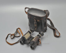 Французский военный, полевой бинокль «Flammarion» времен Первой мировой войны в оригинальном кожаном чехле, компания Huet et Cie, 1910-е