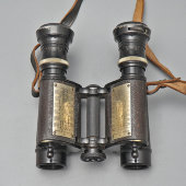 Французский военный, полевой бинокль «Flammarion» времен Первой мировой войны в оригинальном кожаном чехле, компания Huet et Cie, 1910-е