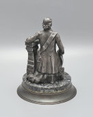 Настольные кабинетные часы «Ракета» в корпусе из бронзы и мрамора «Петр Великий», Россия, 1990-2000-е