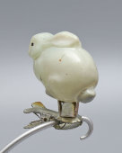 Новогодняя стеклянная игрушка на прищепке «Кролик», стекло, СССР, 1950-е