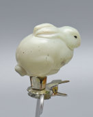 Новогодняя стеклянная игрушка на прищепке «Кролик», стекло, СССР, 1950-е